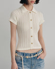 Women's Knit Set – Flip Collar Cardigan + Ice Silk Tee