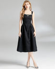 Women’s Handmade Rhinestone Slim-Fit Dress – Waist-Controlled Mid-Length Gown