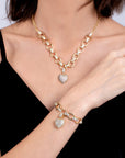 Ensemble pendentif et bracelet Love en diamant pour femme (argent sterling/or rose)