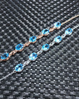 ✨ 925 Silver Natural Topaz Bracelet – 6x8mm Mozambique Gemstone Luxury Jewelry – 5 Stone Micro Inlay Design