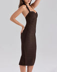 Sexy Slim-Fit Knitted Hip Dress – Spaghetti Straps with Side Slit Elegance