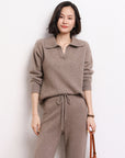 👚 Women’s Cashmere Polo Neck Sweater – Short & Loosely Fitted (Free Size, 50cm Length)