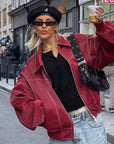🖤 Ärmellose Chenille-Lederjacke – Edgy Elegance