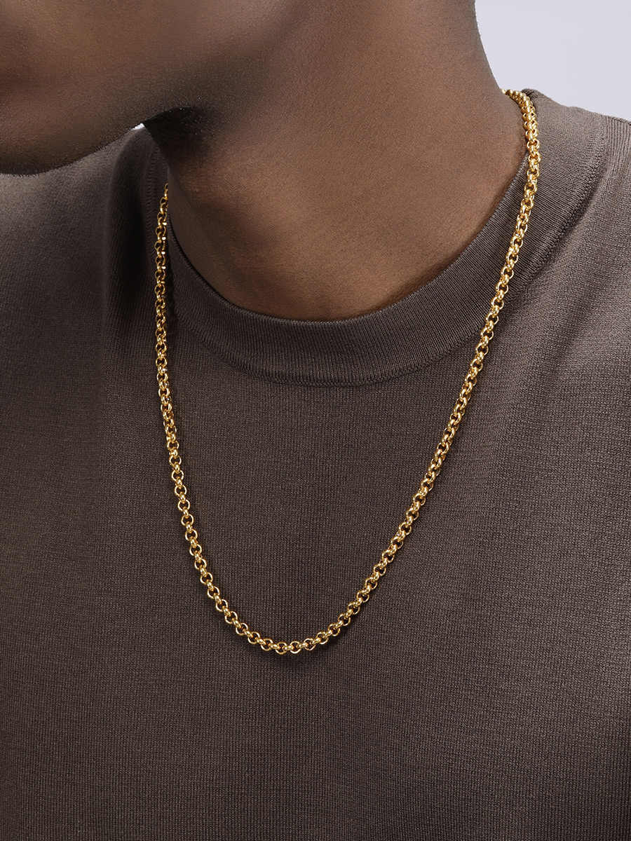 Men’s Hip Hop 18K Gold Titanium Steel Necklace – Bold Street Style Chain