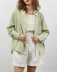 Linen French Hollow-Out Blouse – Long Sleeve Cardigan Shirt – Effortless Boho Elegance