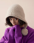 Bonnet cagoule tricoté chaud en laine pour femme