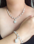 Ensemble pendentif et bracelet Love en diamant pour femme (argent sterling/or rose)