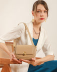 Women’s Two-Layer Cowhide Shoulder Bag – Shell-Shaped Genuine Leather Handbag