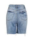 Women’s Slim-Fit Denim Shorts – Light Blue Cotton Mid-Length (S-XL)