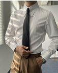 Men’s Striped Business Shirt – Slim Fit Long Sleeve Classic Collar Design