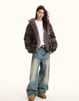 Damen Camouflage-Kapuzenjacke mit Baumwollpolsterung