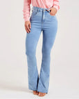 👖 Women’s Slim Fit Bootcut jeans – Light Blue Mid-Rise Stretch Cotton Pants (S-XXL)