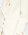 🧥 Women’s Elegant Lapel Double-Breasted Mid-Length White Coat