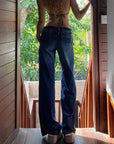Women’s Low Waist Washed Straight Jeans - American Street Style Wide Leg Denim