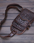 Men’s Waxed Cowhide Leather Satchel – Korean-Style Casual Chest Bag