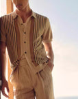 Men’s Luxury Tencel Polo Shirt – British-Inspired Striped Summer Top – Breathable & Stylish