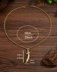 Men Sword Pendant Necklace – Gold Plated Twist Chain Zircon Inlay Stainless Steel Chain