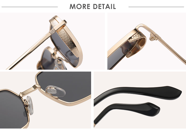 Women’s Metal Punk Square Sunglasses – Retro European Street Style Shades