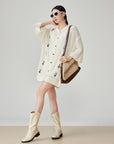 🌸 Women’s White Floral Embroidered Cardigan – Light Elegance with a Feminine Touch