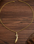 Men Sword Pendant Necklace – Gold Plated Twist Chain Zircon Inlay Stainless Steel Chain