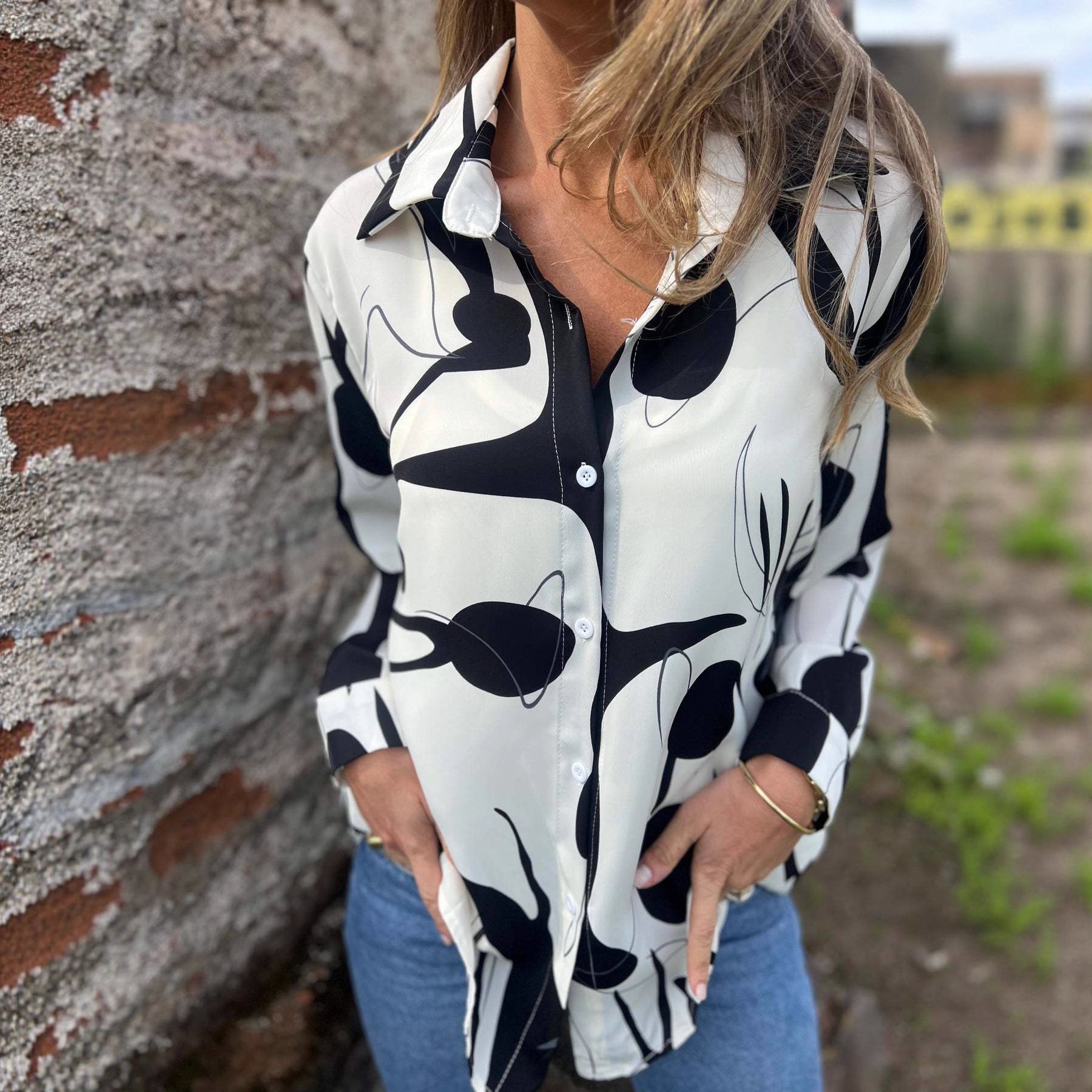 👗 Women’s  Printed Chiffon Shirt – Sophisticated Elegance with a Modern Edge