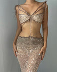 Women’s Sequin & Tulle Two-Piece Set – Glamorous Strappy Top + Flowy Skirt