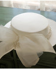 👒 French Elegant Pearl Flat-Top Hat – Timeless Chic for Women