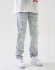 🔥 Men's High Street Ripped Jeans – Light Blue Straight Leg Vintage Denim
