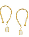 💛 18K Gold-Plated Brass Irregular Jade Eardrop Stud Earrings – Geometric Elegance for Women