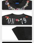 MEN Oversized Letter Print T-Shirt - 100% Cotton Loose Fit Streetwear Tee (Washed Black, S-XXL)