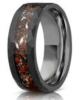 Bague en acier tungstène 8 mm – Bande plate martelée noire électrique (US 4-17)