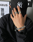 Rockiges Diamantarmband für Herren – Ausgefallene versilberte/vergoldete Manschette – Verstellbarer Statement-Schmuck