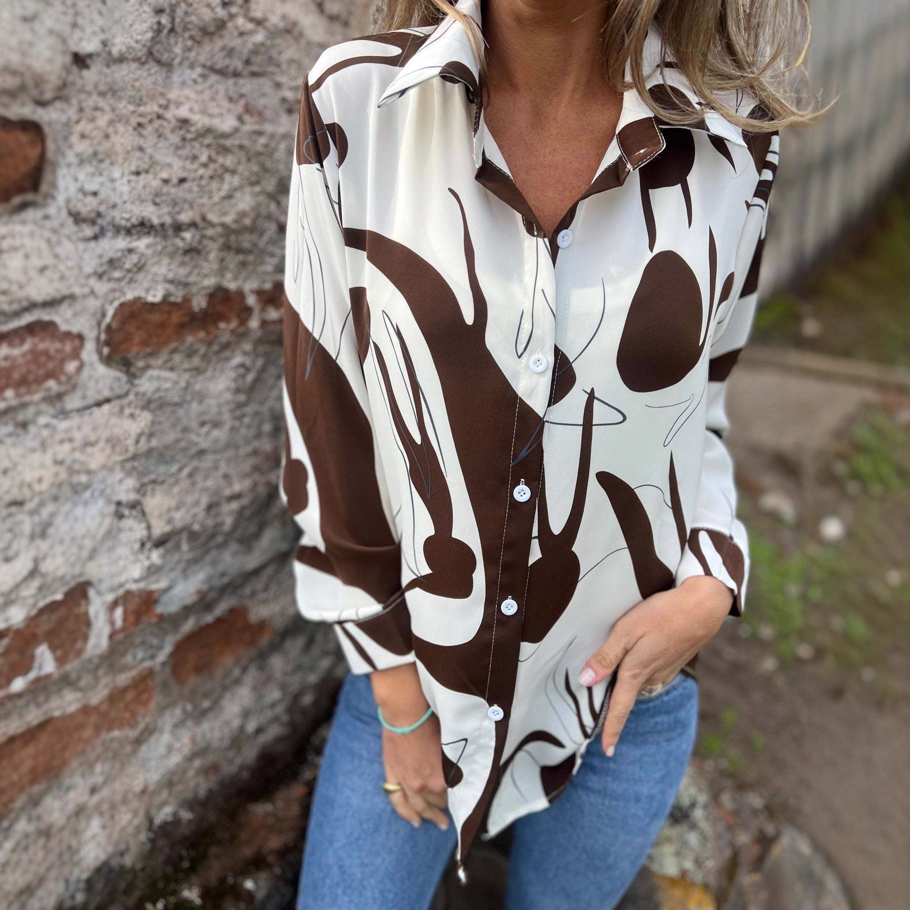 👗 Women’s  Printed Chiffon Shirt – Sophisticated Elegance with a Modern Edge