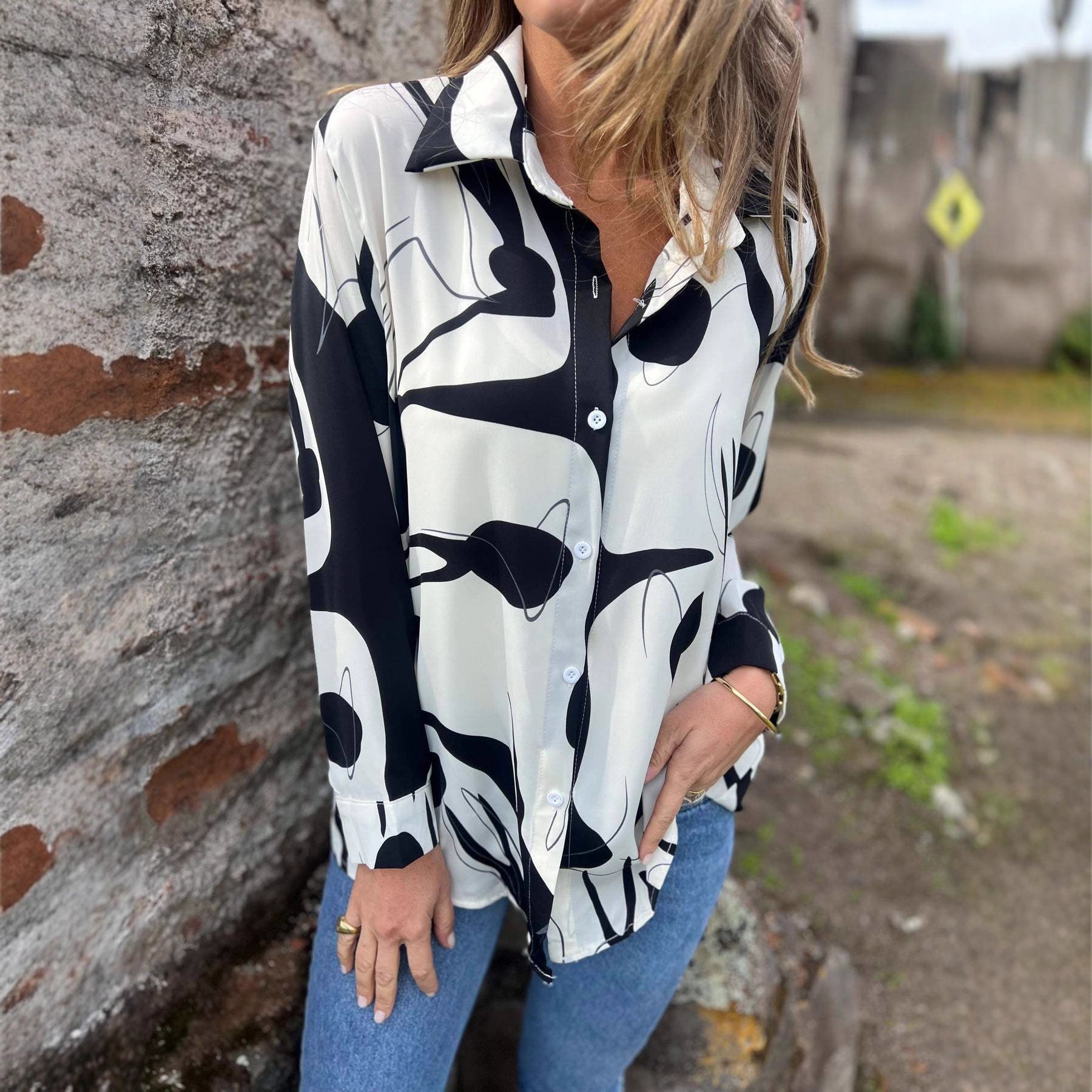 👗 Women’s  Printed Chiffon Shirt – Sophisticated Elegance with a Modern Edge