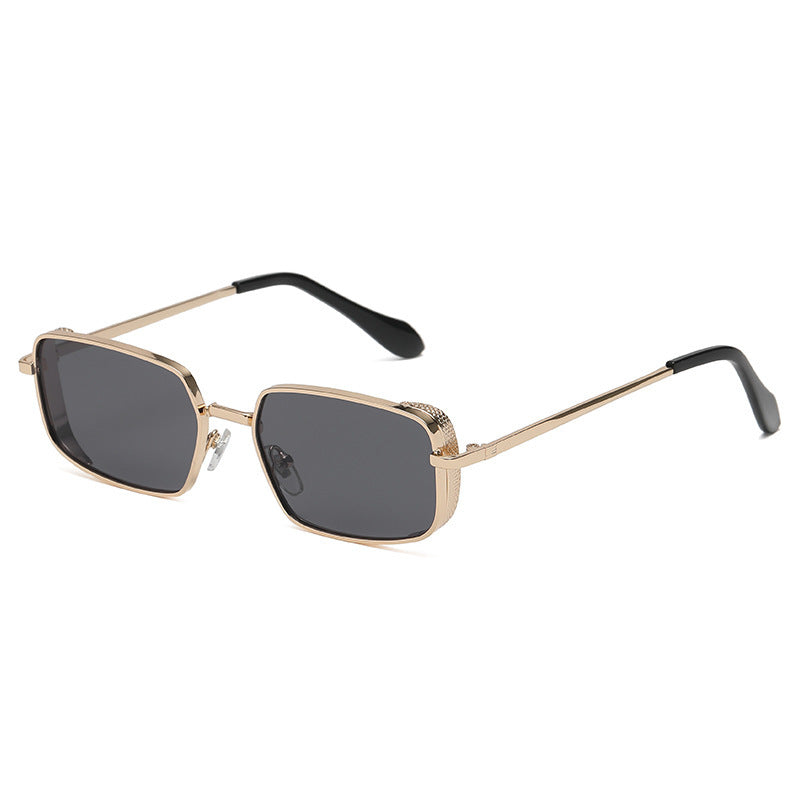 Women’s Metal Punk Square Sunglasses – Retro European Street Style Shades