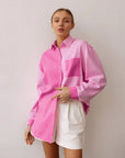 Women’s Temperament Leisure Cotton-Linen Long Sleeve Shirt – Solid Color Casual Style