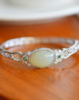 Hetian Jade Blessing Bracelet – S925 Silver Inlaid Egg Noodle Lock