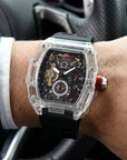 Men Multi-Function Mechanical Watch – Transparent Barrel Case Silicone Strap Luminous Sport Timepiece