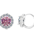 Sunflower Moissanite Earrings for Women - 1/2 to 2 Carat Sterling Silver Studs (Natural Cut, Hypoallergenic)
