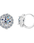 Sunflower Moissanite Earrings for Women - 1/2 to 2 Carat Sterling Silver Studs (Natural Cut, Hypoallergenic)