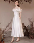 Robe en satin blanc et dentelle pour femme - Robe de soirée moulante à la taille (S-XXXL) - Robe de soirée élégante