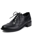 Women’s British Retro Oxford Shoes – Low-Heel Lace-Up Casual Style