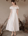 Robe en satin blanc et dentelle pour femme - Robe de soirée moulante à la taille (S-XXXL) - Robe de soirée élégante