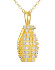 š„ Men's Punk Grenade Pendant Necklace - 925 Sterling Silver with Moissanite Inlay (Gold/White Gold Plated)