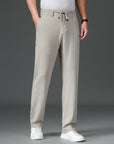Men’s Thin Cotton-Linen Trousers – High Waist, Wide Leg (Creamy-White/Black/Royal Blue/Khaki)