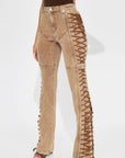 Women’s Bandage Drawstring Jeans - Army Green/Camel/Peach Denim Straight Leg Pants (S-2XL, Cotton, Street Fashion)