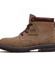 Men's Vintage Work Boots 🇺🇸 | Sand Suede Leather 🟤 | Flat Heel Mid-Top ⚒️ (EU 38-45)