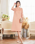 Robe femme en polyester à manches trois-quarts – Robe élégante zippée pour les déplacements (style urbain)