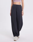 Women’s High Waist Straight Leg Trousers - Cotton Sports & Casual Pants (Black/Flower Gray/Winter Gray/Palm Green, S-XL) All-Season Loose Fit