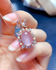Women’s Natural Rose Quartz Crystal Pendant – Love, Healing & Elegance